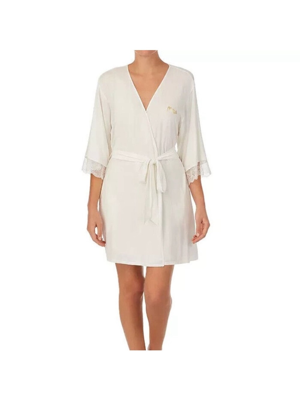 Kate Spade Winter White Lace Trim Mrs Bridal Robe L/XL